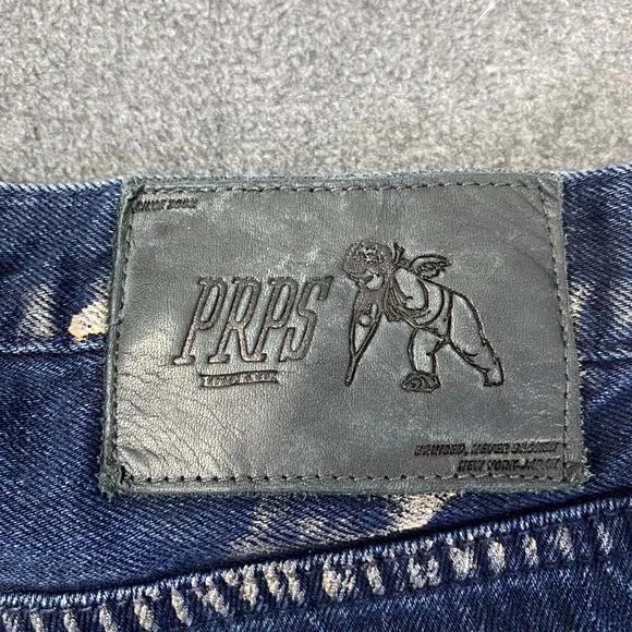 PRPS Demon Fit Moto Jeans Distressed Zippers Dark Wash‎ Denim Mens Sz 32 EUC